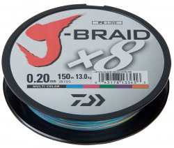 Шнур DAIWA J-Braid X8 цв.multicolor 150м 0,20мм(Япония)
