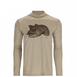 Термофутболка SIMMS Tech Hoody Artist Series LS цв.stone/brown trout р-р M(Эль-Сальвадор)