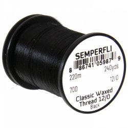 Нить монтажная SEMPERFLI Classic Waxed Thread 70D 220м 12/0 цв.black(Великобритания)