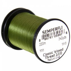 Нить монтажная SEMPERFLI Classic Waxed Thread 70D 220м 12/0 цв.medium olive(Великобритания)
