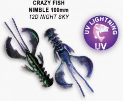 Приманка CRAZY FISH Nimble 4'' 10см цв.12d кальмар 5шт.(Гонконг)