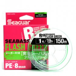 Шнур SEAGUAR PE 8 R18 Sea Bass цв.flash green 150м р-р 1,5, 0,205мм(Япония)