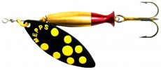 Блесна вращ. MEPPS Aglia Long Heavy №3 цв.черный желт.точки/золото-красный низ(Франция)