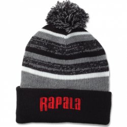 Шапка RAPALA с помпоном цв.черный с красным логотипом(Китай)